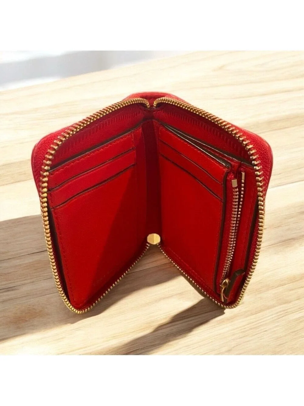 Tory Burch Cherry Red Quilted Leather Zip Wallet EUC – Authentic & Gorgeous!
